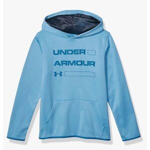 Size XL Youth Under Armour Fleece Wordmark Hoodie - Blue/ Acadia
